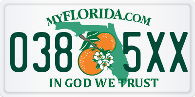 FL license plate 0385XX