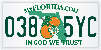 FL license plate 0385YC