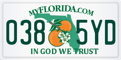 FL license plate 0385YD