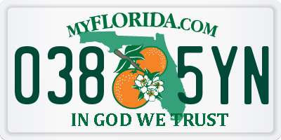 FL license plate 0385YN