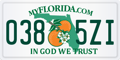 FL license plate 0385ZI