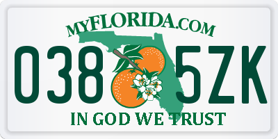 FL license plate 0385ZK