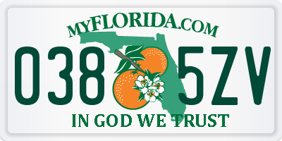 FL license plate 0385ZV
