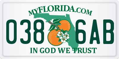 FL license plate 0386AB