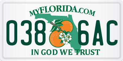 FL license plate 0386AC