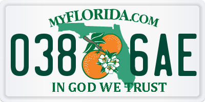 FL license plate 0386AE