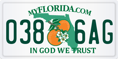FL license plate 0386AG