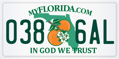 FL license plate 0386AL
