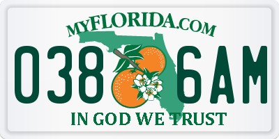 FL license plate 0386AM