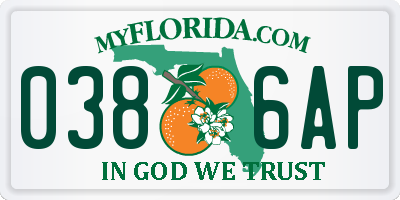 FL license plate 0386AP