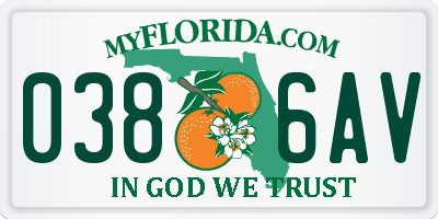 FL license plate 0386AV