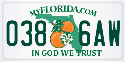 FL license plate 0386AW