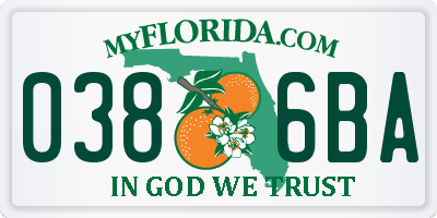 FL license plate 0386BA
