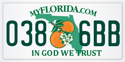 FL license plate 0386BB