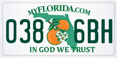 FL license plate 0386BH