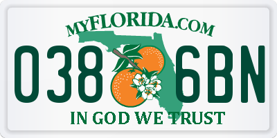 FL license plate 0386BN