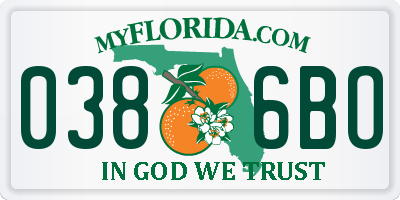 FL license plate 0386BO