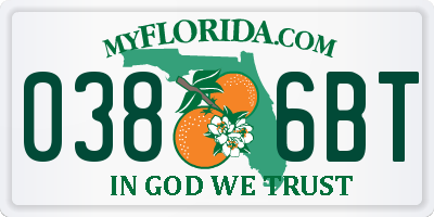 FL license plate 0386BT