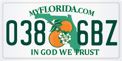 FL license plate 0386BZ