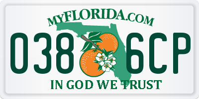 FL license plate 0386CP