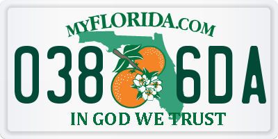 FL license plate 0386DA