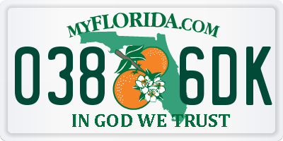 FL license plate 0386DK