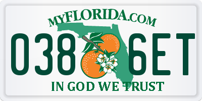 FL license plate 0386ET