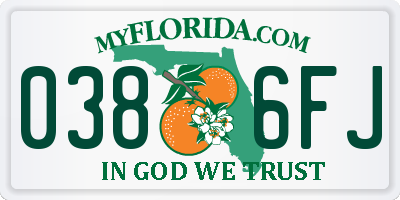 FL license plate 0386FJ