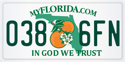 FL license plate 0386FN