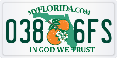 FL license plate 0386FS