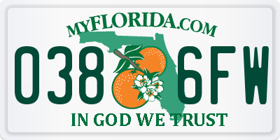 FL license plate 0386FW