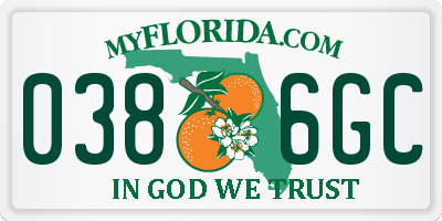 FL license plate 0386GC