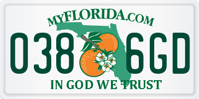 FL license plate 0386GD