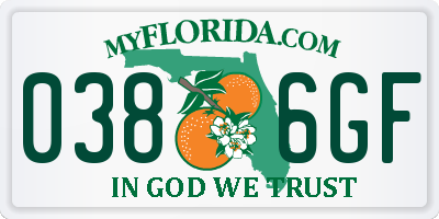 FL license plate 0386GF