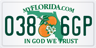 FL license plate 0386GP