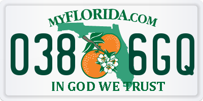 FL license plate 0386GQ