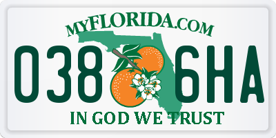 FL license plate 0386HA