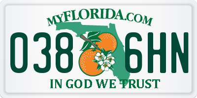 FL license plate 0386HN