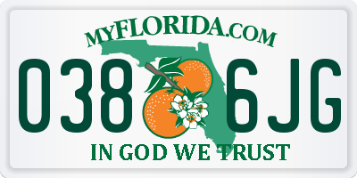 FL license plate 0386JG