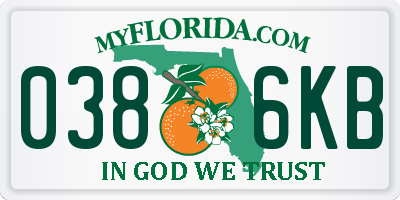 FL license plate 0386KB