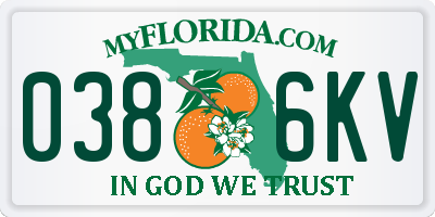 FL license plate 0386KV