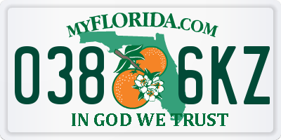 FL license plate 0386KZ