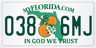 FL license plate 0386MJ