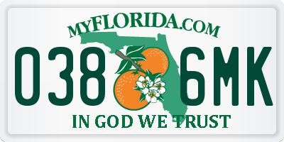 FL license plate 0386MK