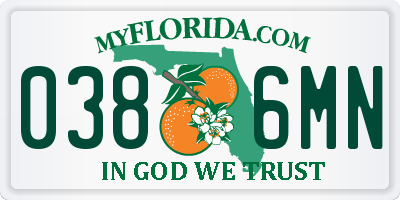FL license plate 0386MN