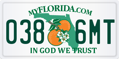 FL license plate 0386MT