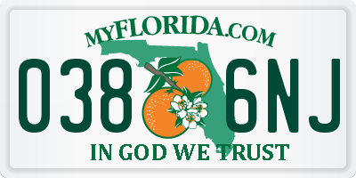 FL license plate 0386NJ