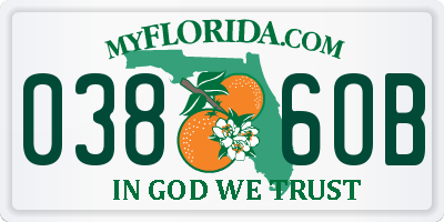 FL license plate 0386OB