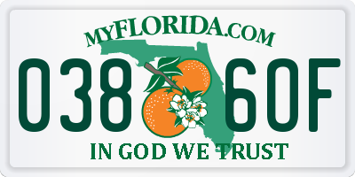 FL license plate 0386OF