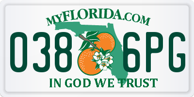 FL license plate 0386PG